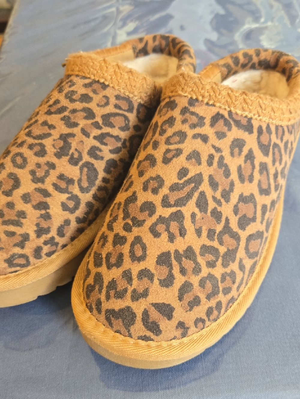 Leopard Print Cozy Slip-On Shoes - Tan & Black